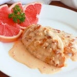 Chicken with pink grapefruit cream sauce