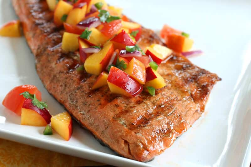 Grilled Salmon with Fresh Peach Jalapeno Salsa The Daring Gourmet