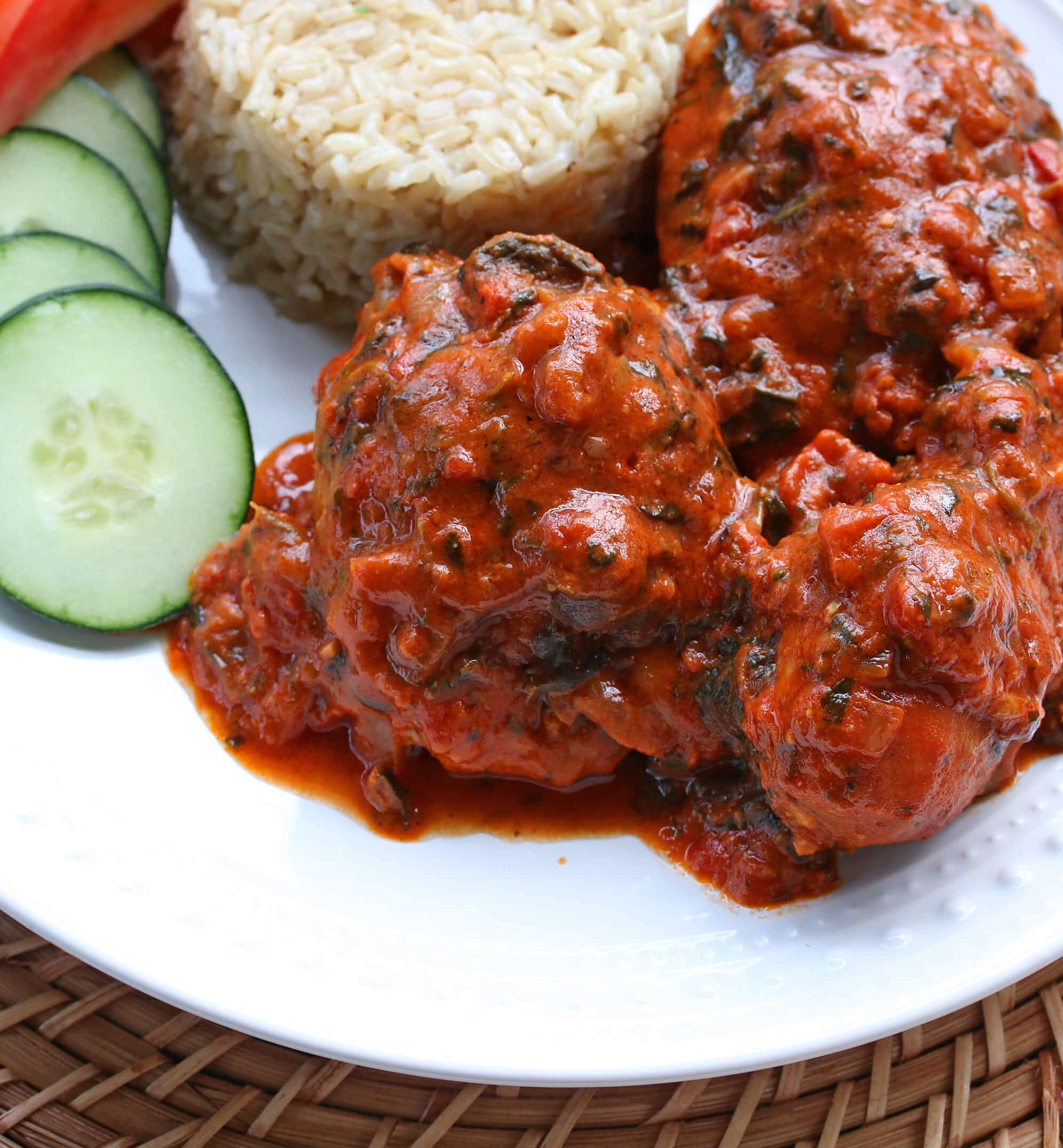 West African Plasas (Chicken in Peanut, Spinach & Tomato Sauce) - The