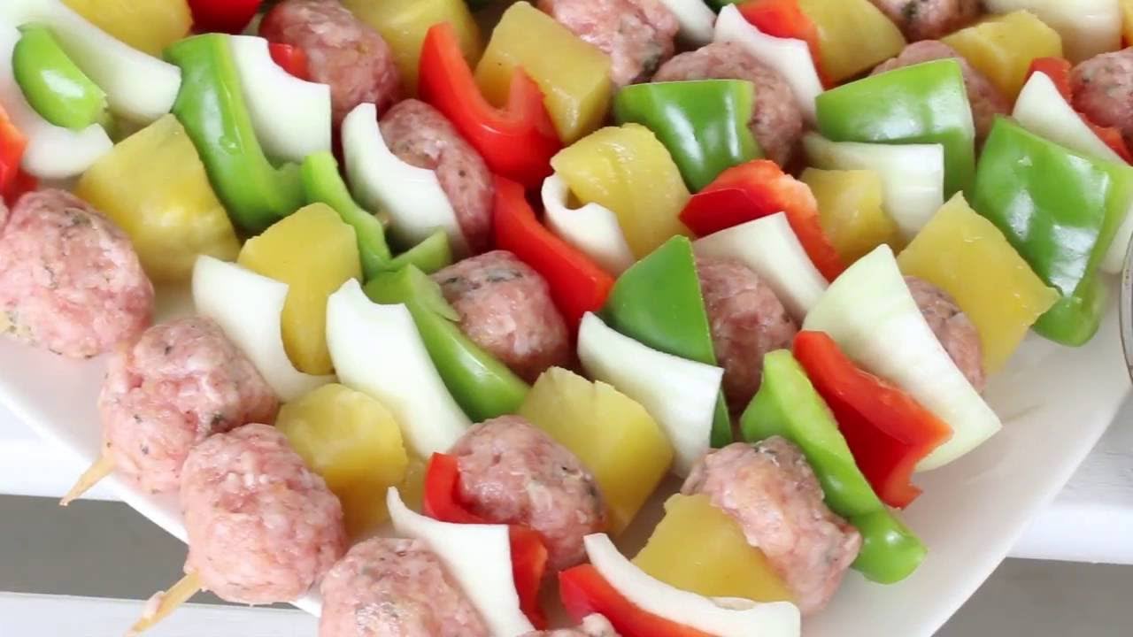 Grilled Sweet & Sour Veal Meatball Kabobs