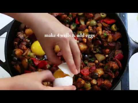 Portuguese Potato Hash with Linguica, Peppers & Olives