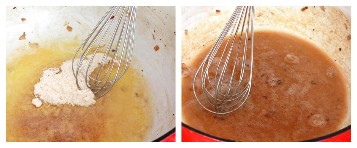 making roux with flour and butter