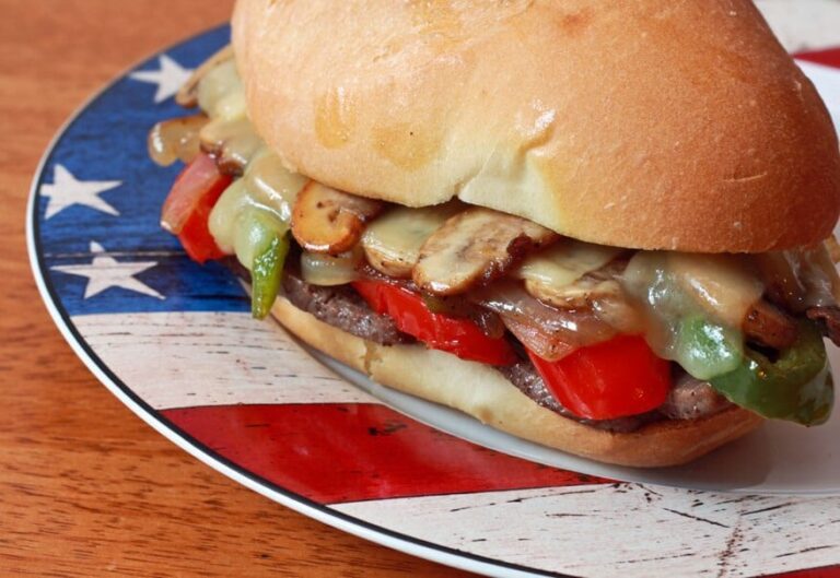 Philly Cheese Steak recipe mushroom bell peppers swiss cheese
