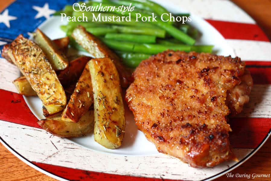 peach mustard pork chops recipe southern herbs crust batter