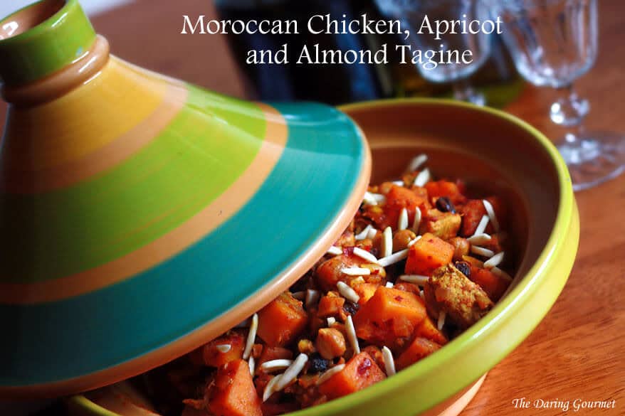 chicken tagine recipe moroccan butternut squash pumpkin chicken almonds raisins apricot authentic harissa