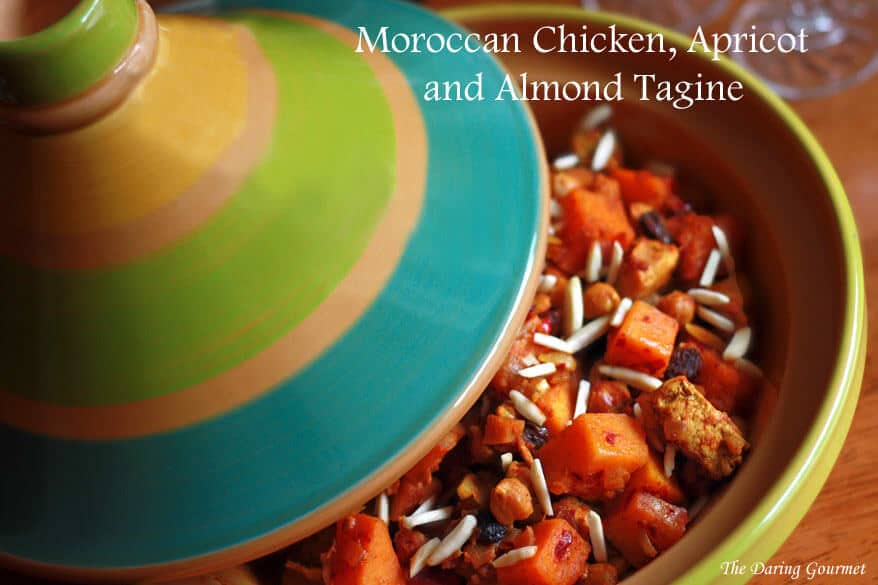 Moroccan tagine recipe chicken butternut squash pumpkin chicken almonds raisins apricot authentic harissa