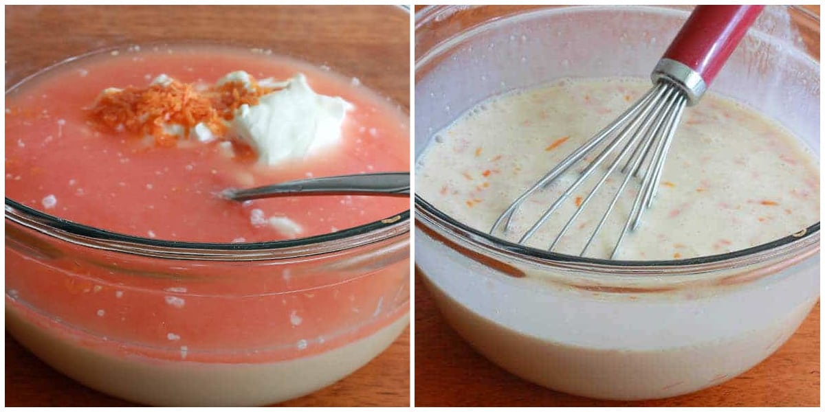 combining ingredients for the filling in a mixing bowl