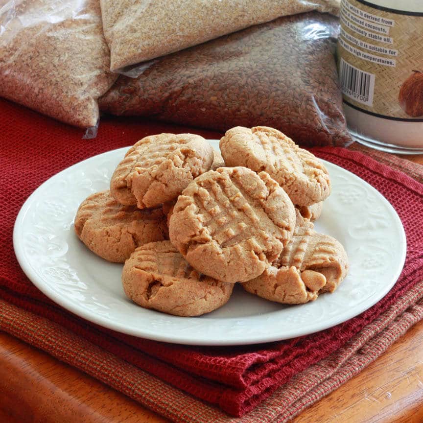 healthy peanut butter cookies recipe whole wheat grains honey flax seeds coconut oil wheat germ oat bran
