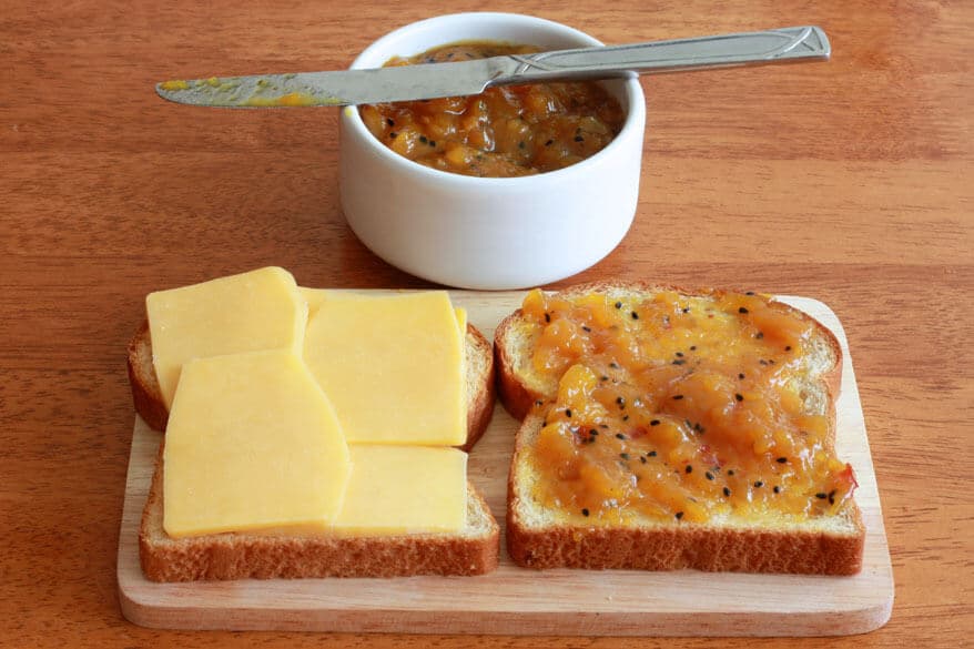 Grilled Cheese Chutney Sandwich prep 2