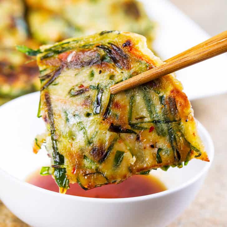 pajeon recipe traditional authentic Korean scallion pancakes savory green onions vegetarian