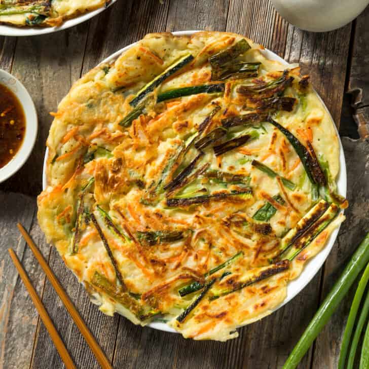 pajeon recipe traditional authentic Korean scallion pancakes savory green onions vegetarian