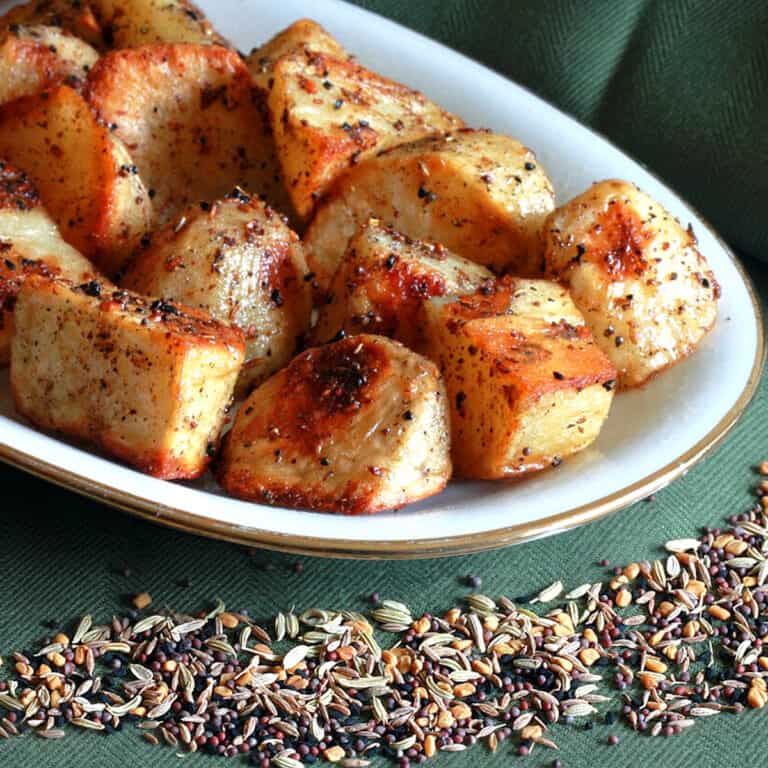 indian spiced roasted potatoes recipe panch phoron seasoning blend