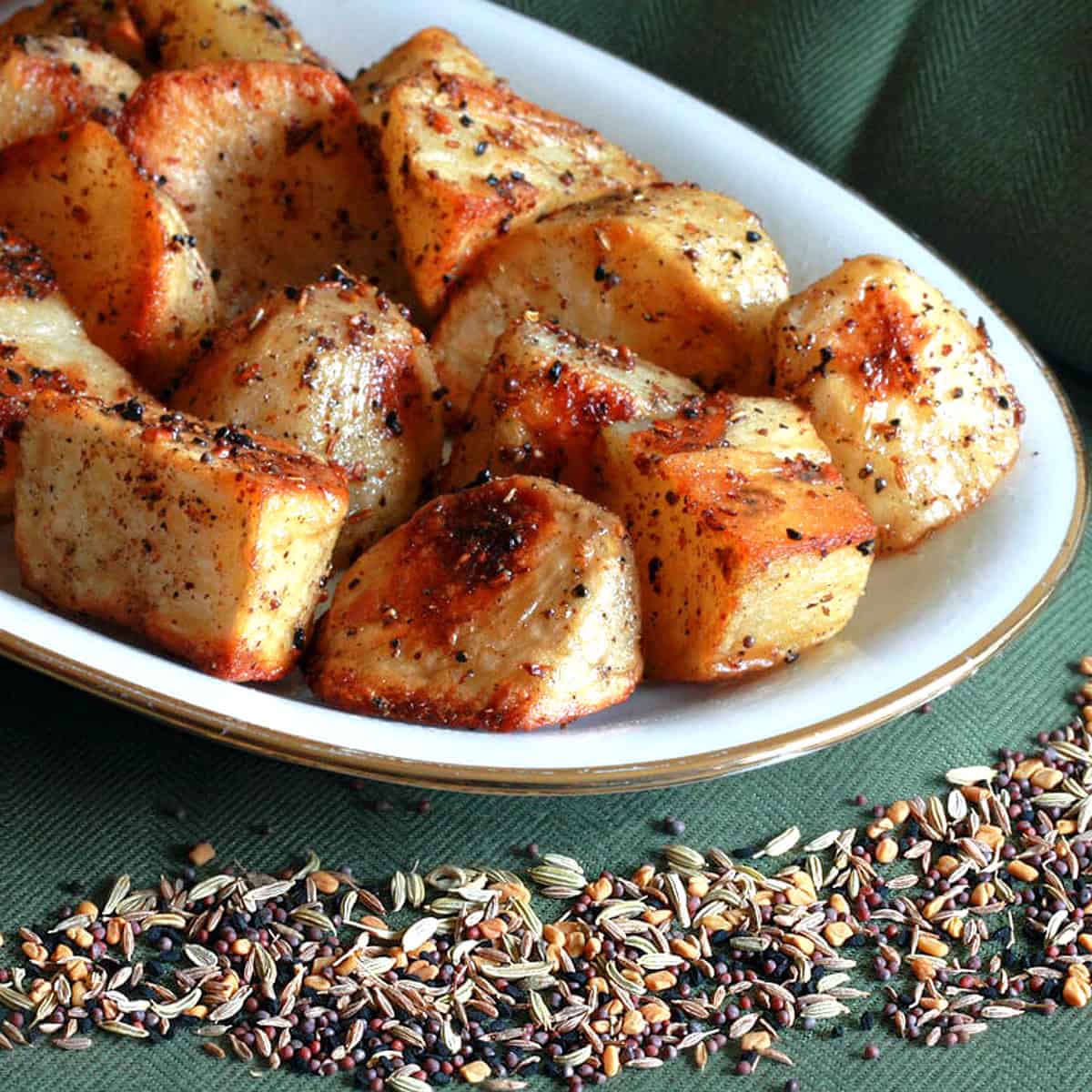 indian spiced roasted potatoes recipe panch phoron seasoning blend