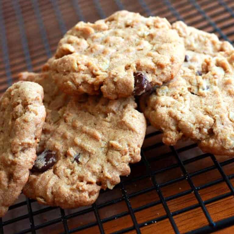 Whole Wheat Peanut Butter Oatmeal Chocolate Chip Cookies Recipe healthy whole grain