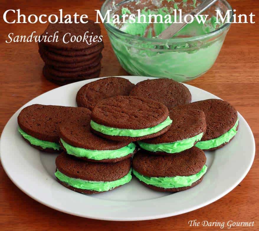 chocolate marshmallow mint sandwich cookies