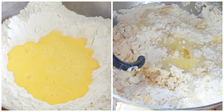 flour eggs in a bowl