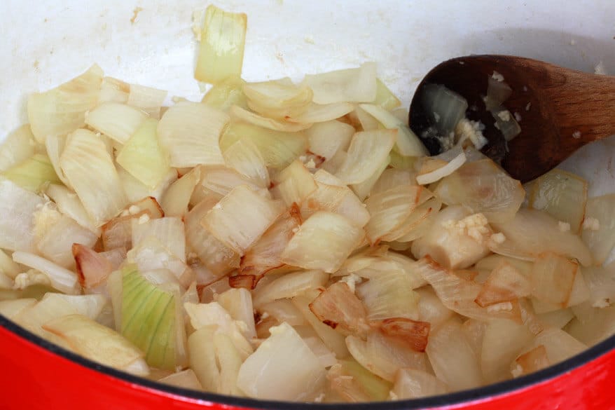 cooking onions and garlic