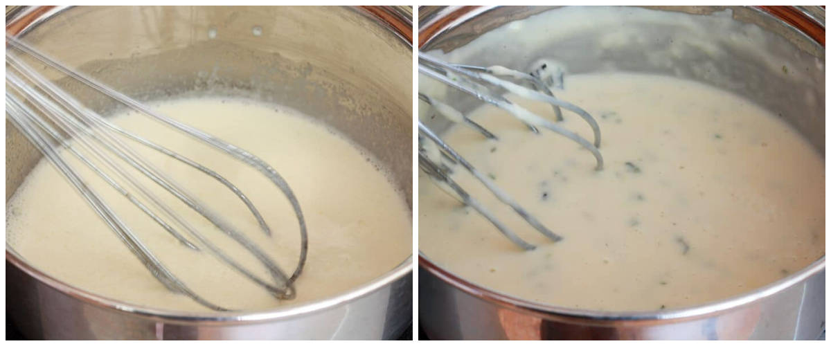 making cream sauce in saucepan