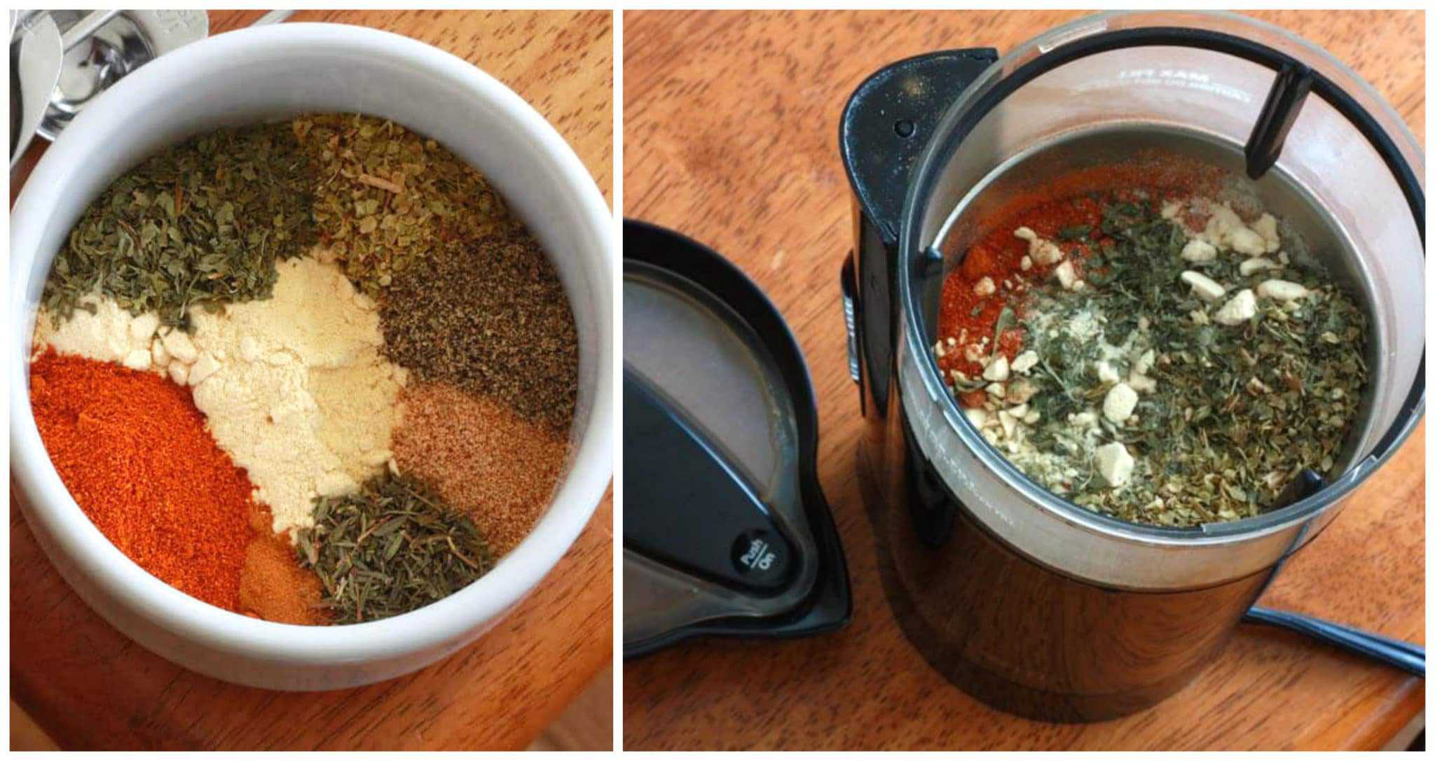 grinding ingredients in spice grinder