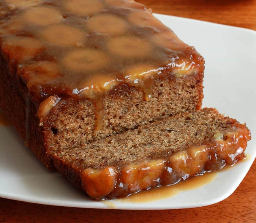 caramel banana upside down bread recipe