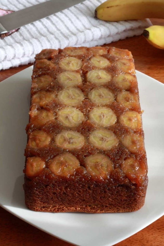 caramel banana upside down bread cake