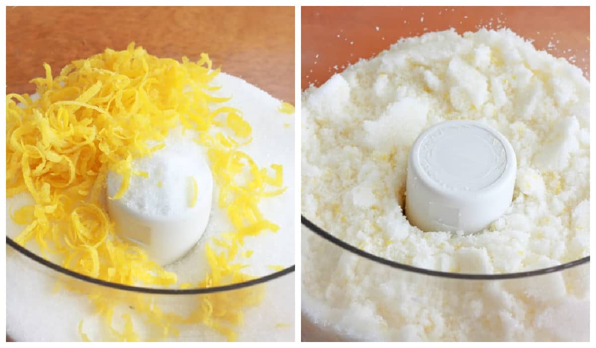 combining sugar and zest in a food processor