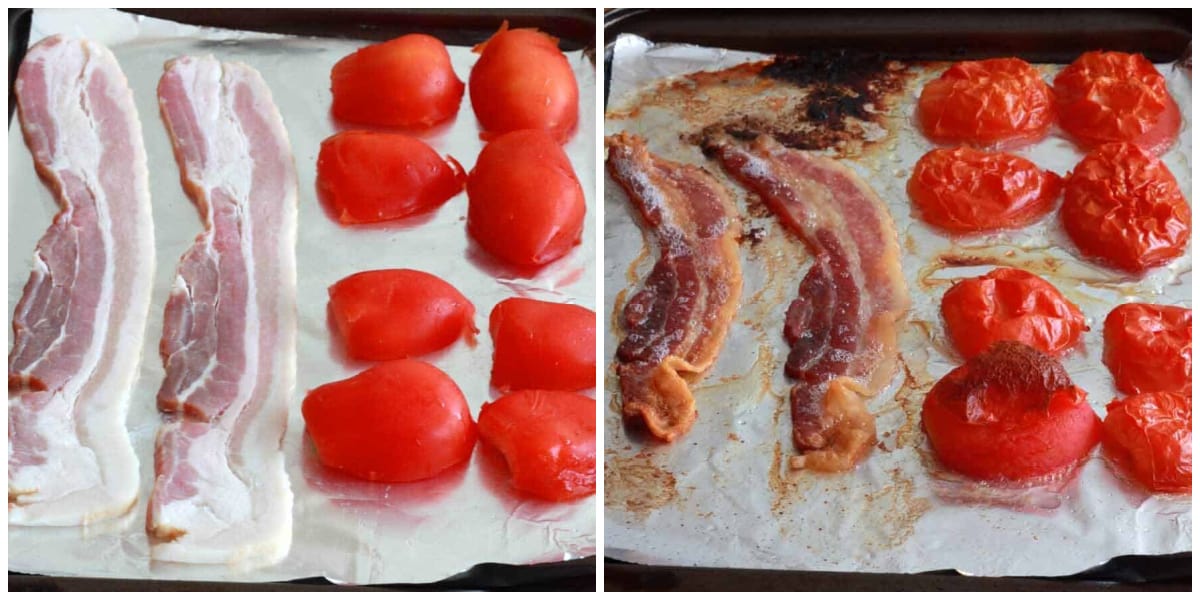 roasting the tomatoes and bacon