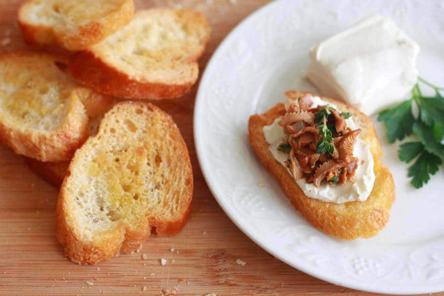 Chanterelle Crostini with Goat Cheese