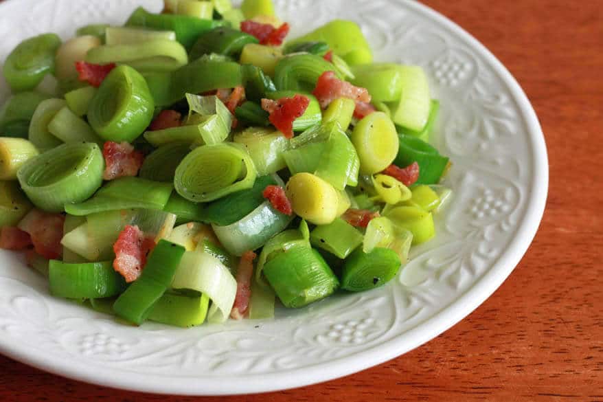 Buttery Leek with Bacon Side Dish