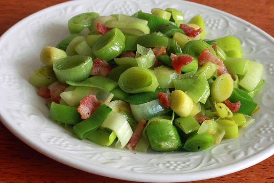 Buttery Leek with Bacon Side Dish