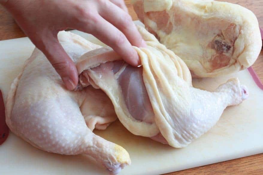 preparing the chicken for marinading