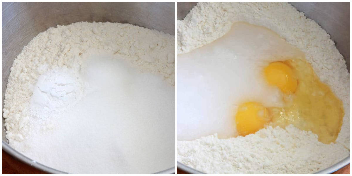 adding sugar coconut oil and eggs