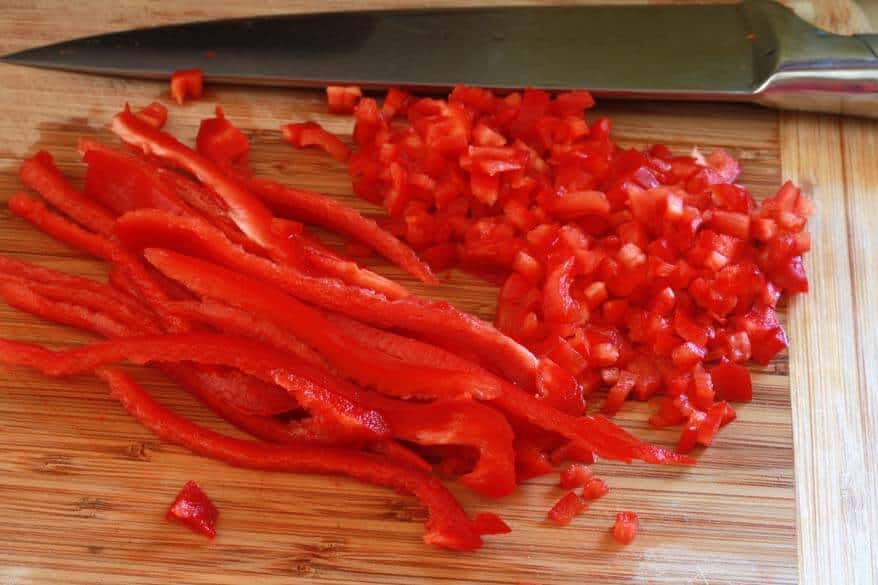chopping peppers