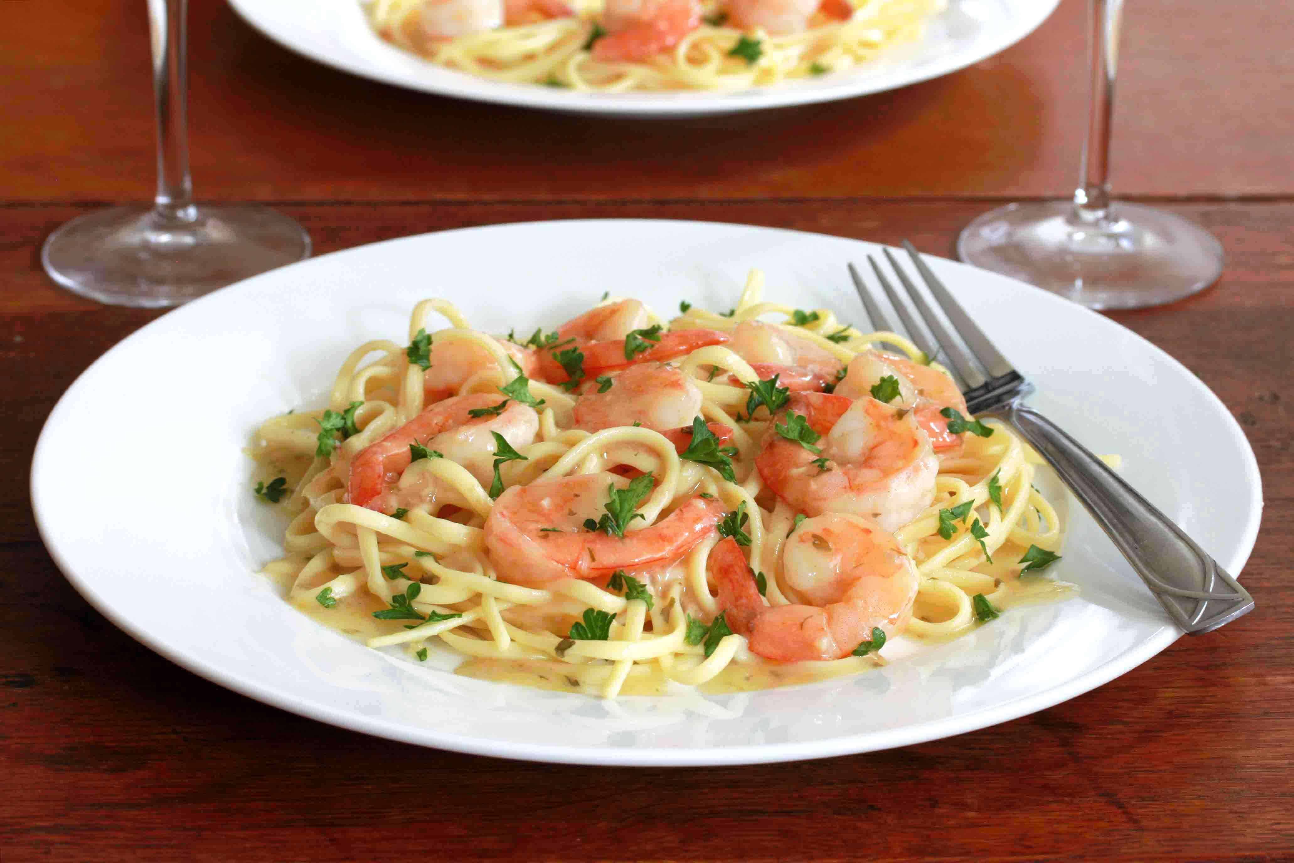 shrimp scampi recipe lemon garlic white wine pasta linguine