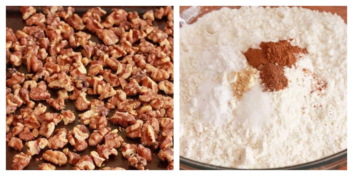 toasted nuts combining dry ingredients