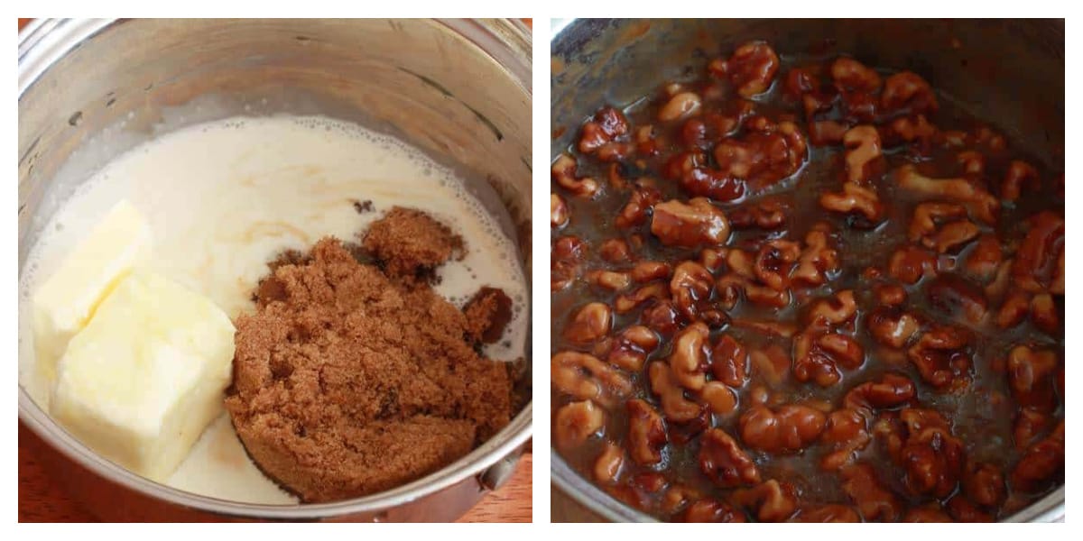 making caramel walnut sauce