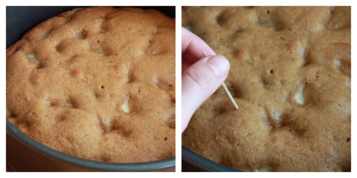 poking holes in cake with toothpick