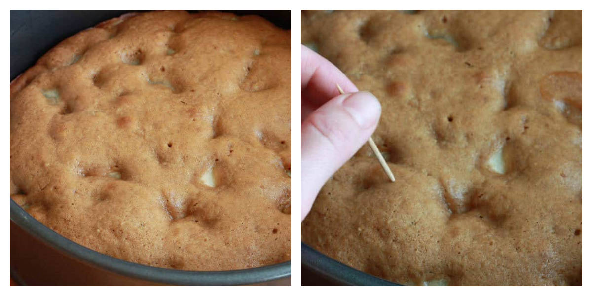 poking holes in cake with toothpick