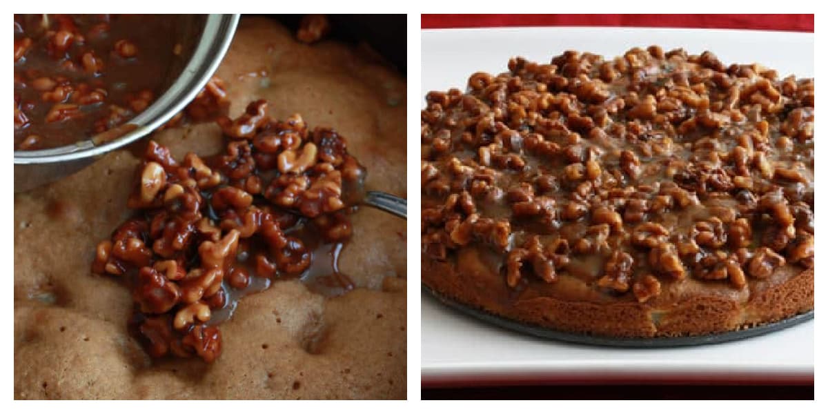 pour sauce over cake