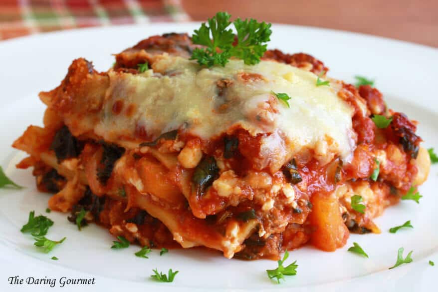 Pumpkin Kale and Sausage Lasagna 