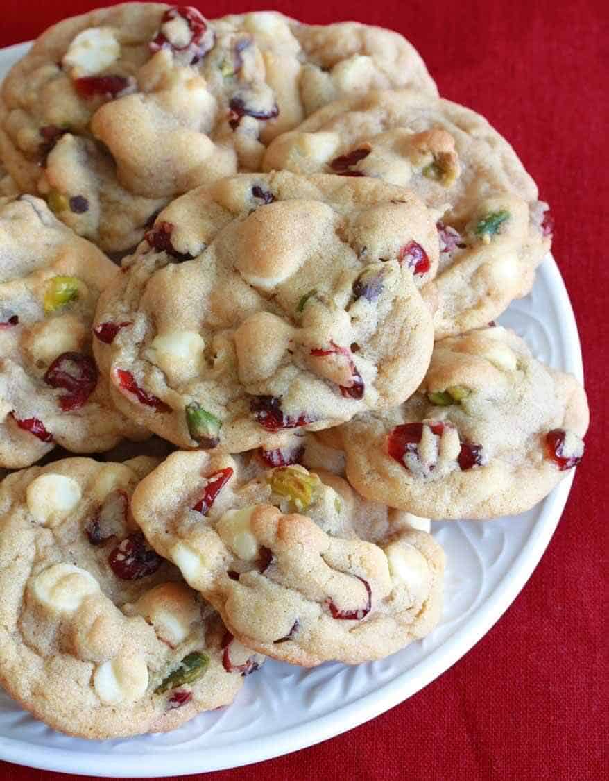 white chocolate cranberry pistachio cookies recipe dried cherries cranberries