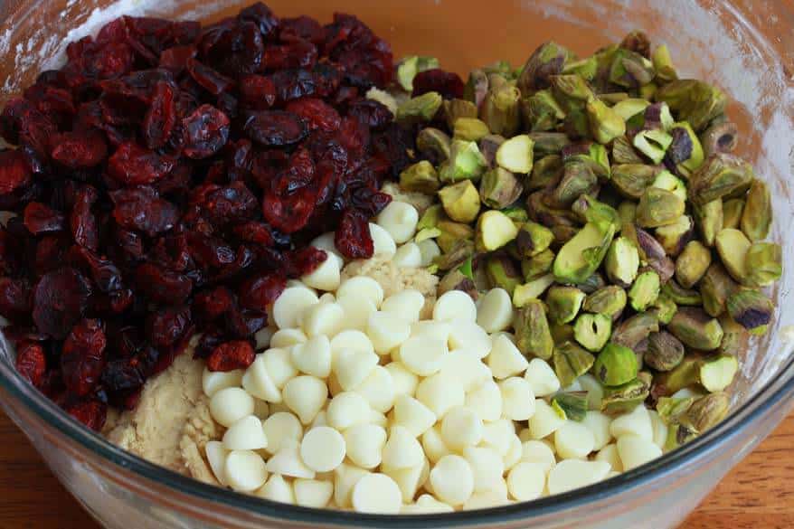 white chocolate cranberry pistachio cookies recipe dried cherries cranberries