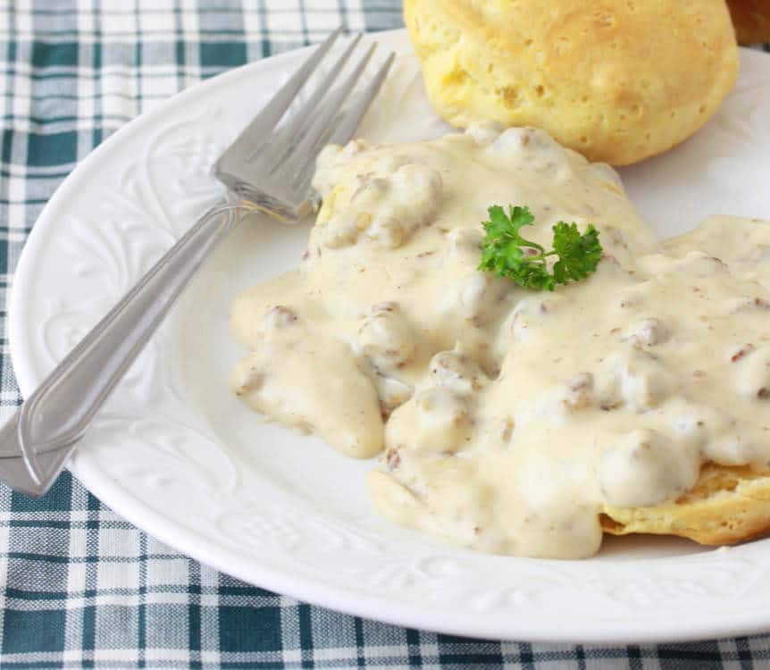 Southern-style Sausage Gravy & Biscuits - The Daring Gourmet