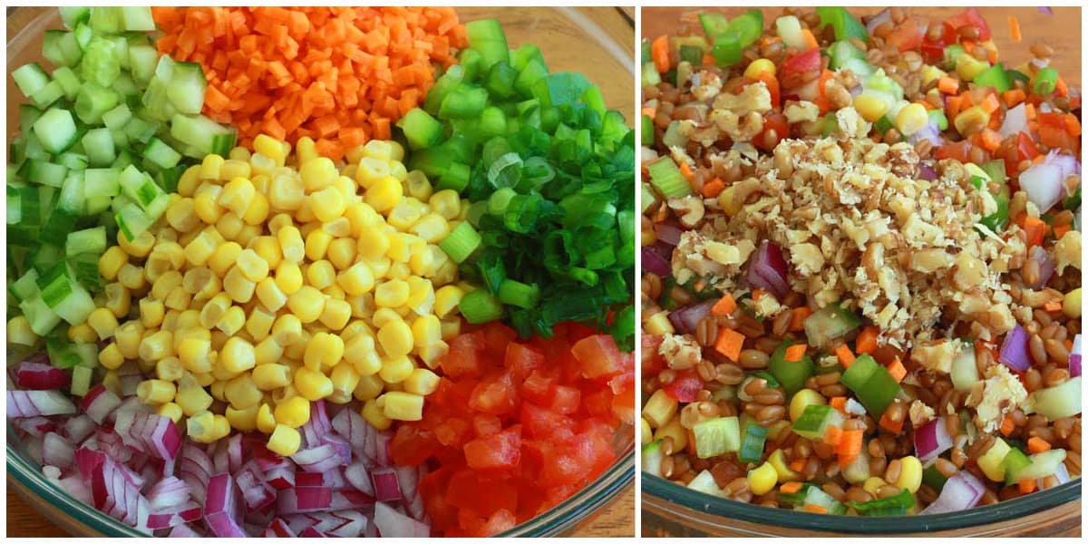 combining veggies with the grains