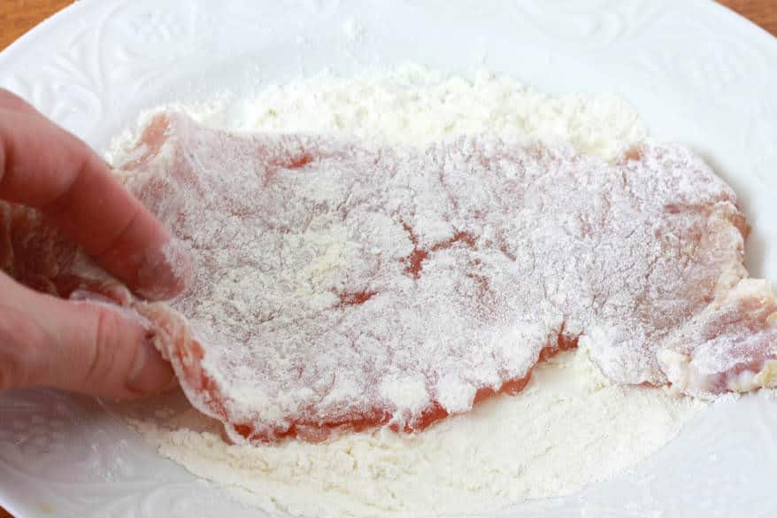 dredging meat in flour