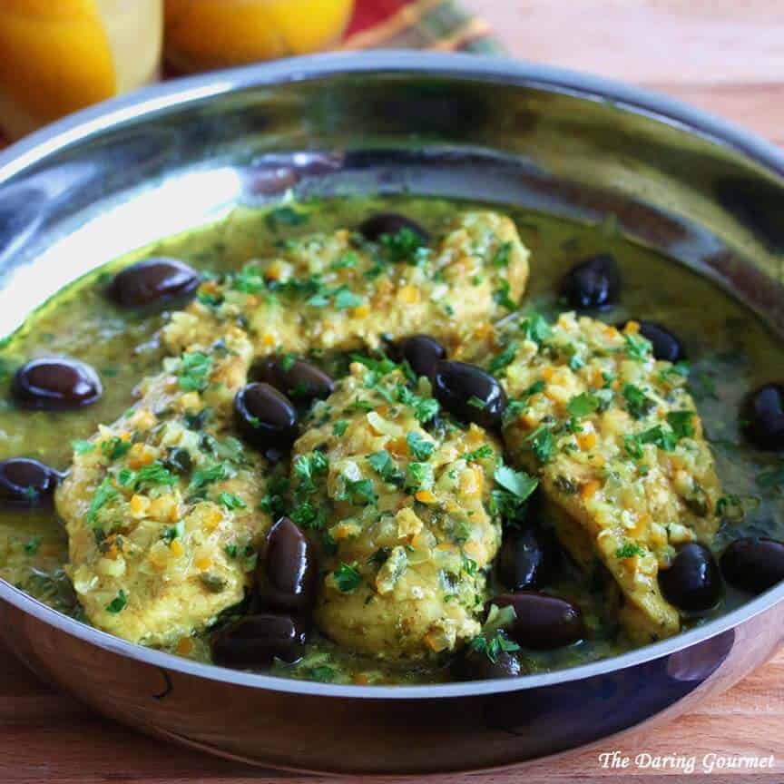 Moroccan chicken recipe preserved lemons olives djej makalli