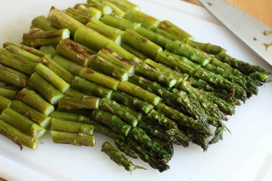 Greek Style Grilled Asparagus Salad with Tomatoes and Feta Cheese