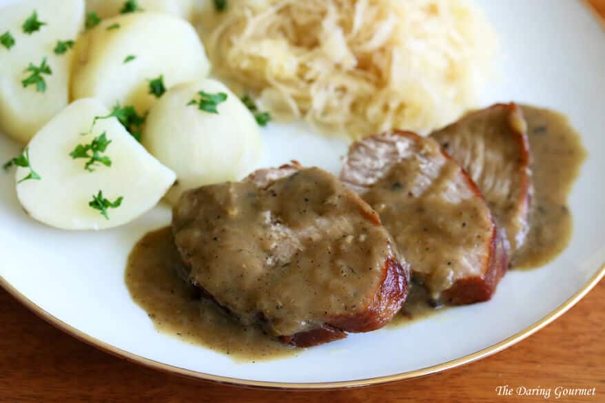 German Senfbraten recipe rezept mustard pork roast traditional authentic