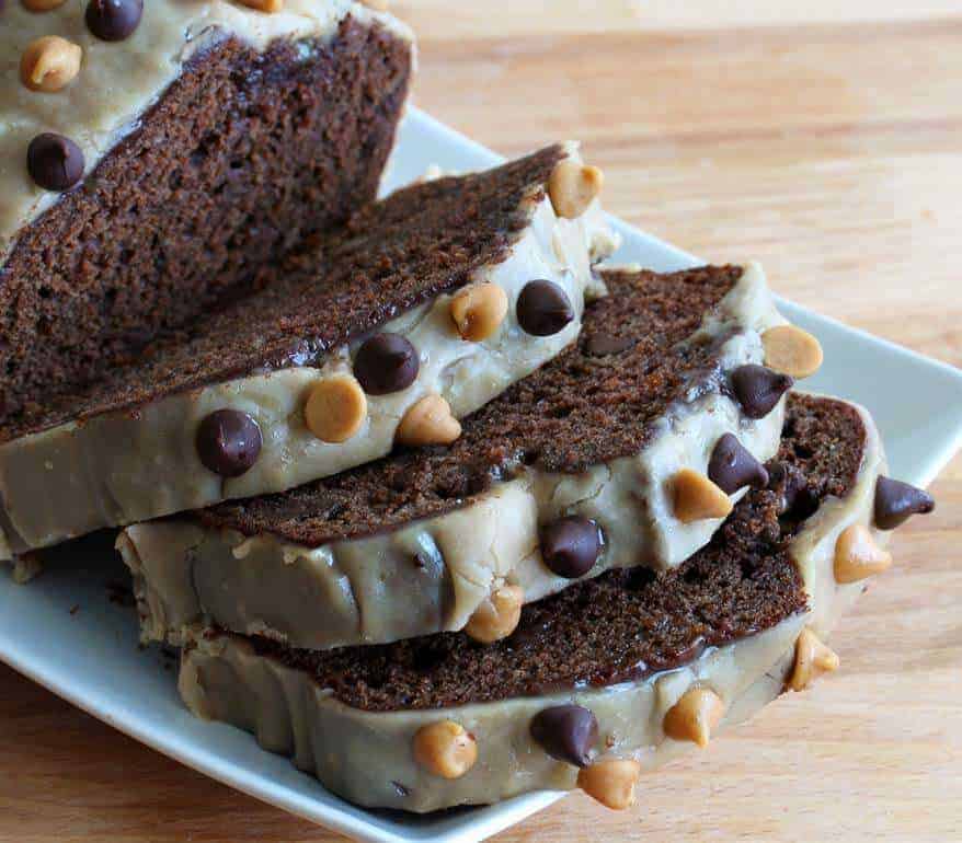 chocolate peanut butter banana bread recipe whole wheat whole grain spelt coconut oil healthy