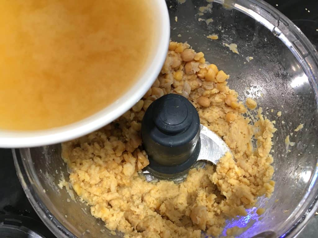 blending chickpeas in food processor